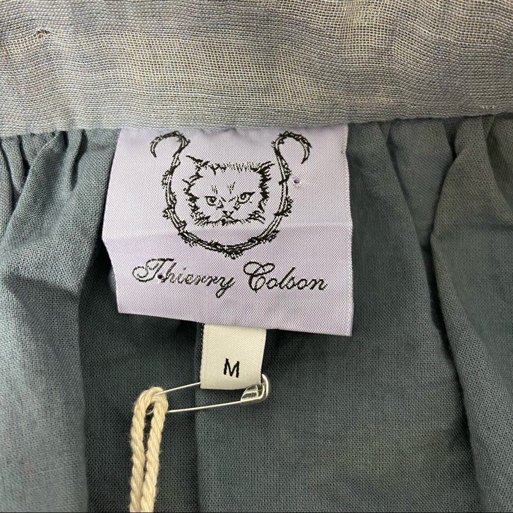 Thierry Colson Womens Tijuana Pleated Mini Skirt Blue Shimmer size Medium - Picture 6 of 9